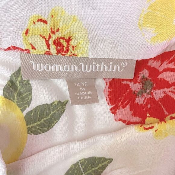 Woman Within Size 14/16 Medium Top Sleeveless New Flowers and Fruit Cottagecore - Picture 2 of 7